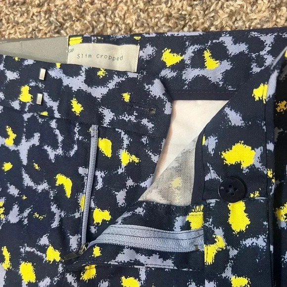 GAP ANKLE PANTS SLIM ANKLE CROPPED STRETCH BLUE AND YELLOW PRINT NWT SIZE 0 - Picture 7 of 9
